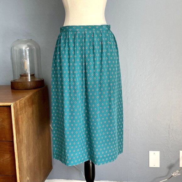 Vintage 80's Jeannene Booher for Maggy London Silk Skirt Blouse Suit Set - Picture 9 of 10